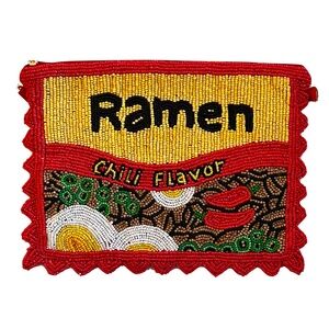 Lily Posh Ramen Crossbody Mini Clutch Phone Bag, Spicy Chili Ramen Beaded Bag M